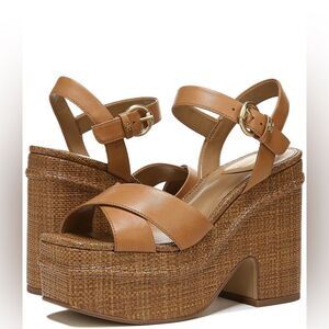 NIB Sam Edelman Trianna Platform Sandal Lt Cuoio Brown Leather Size 9